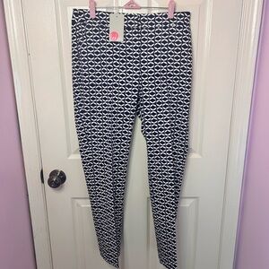 BODEN Richmond Floral 7/8 Slack Trousers Pants straight leg Blue dressy US 8L